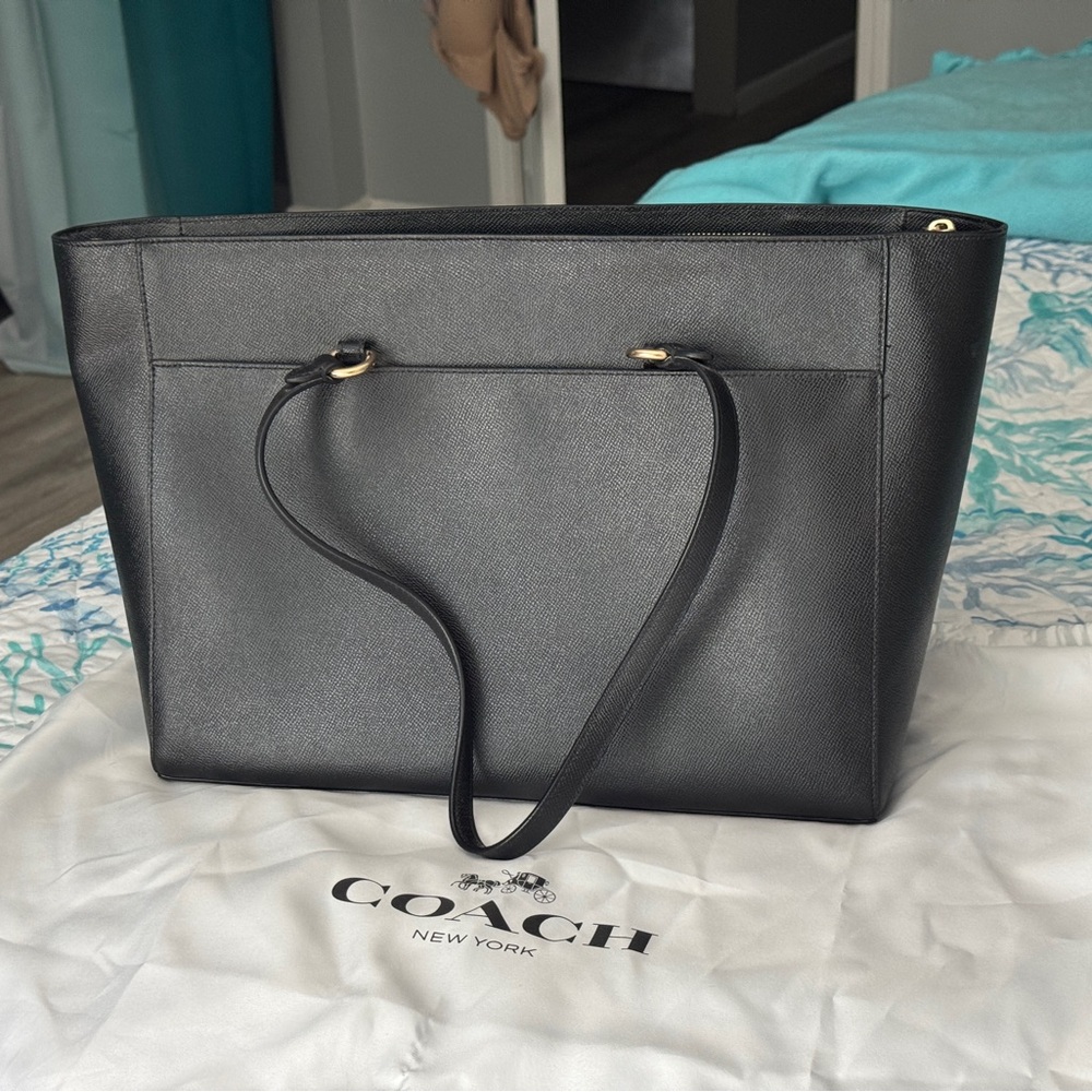 Coach Black Tote with Gold Details